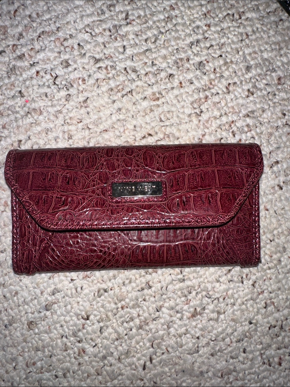 Nine West Croc-Embossed Wine Clutch Wallet